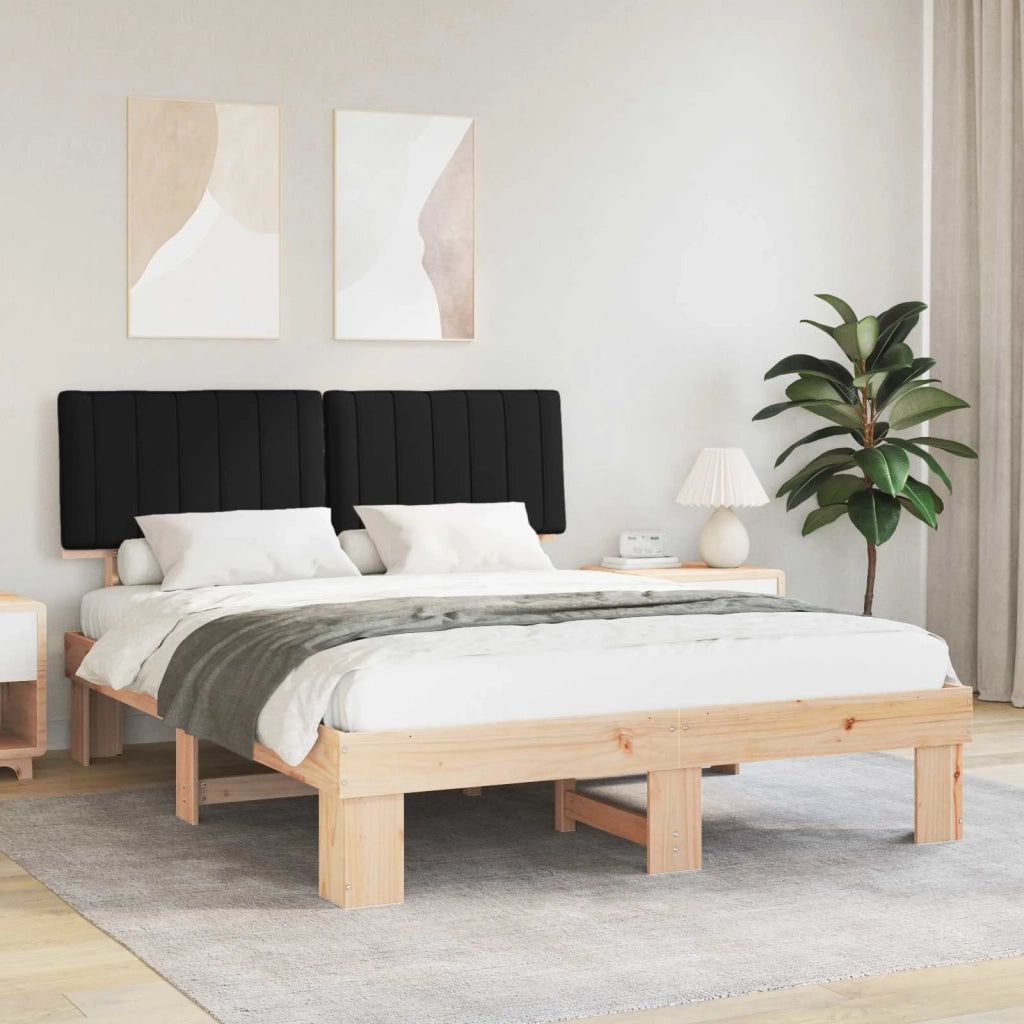 Letto con Testiera Rivestita Nero 160 x 200 cm Pino massello 877476