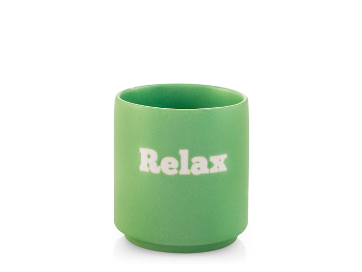 Bicchiere in Ceramica Verde con Scritta "Relax"  Capacità 200 cc