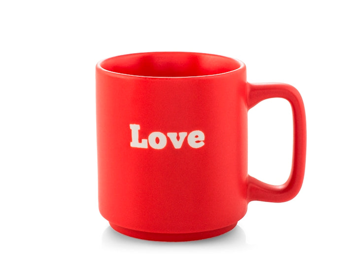 Tazza in Ceramica rossa con Scritta "Love"  Capacità 320 cc