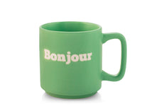 Tazza in Ceramica verde con Scritta "Bonjour"  Capacità 320 cc