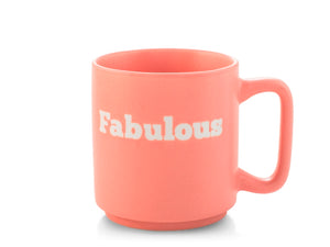 Tazza in Ceramica rosa con Scritta "Fabulous"  Capacità 320 cc