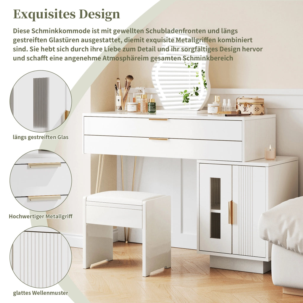 TOELETTA con specchio LED 100x40x78 cm bianco