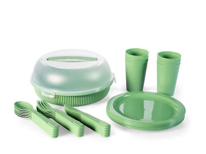 Confezione 32 pezzi picnic in polipropilene verde