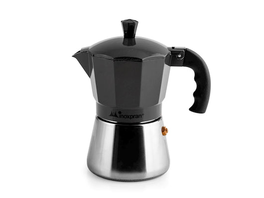Caffettiera in alluminio con caldaia in acciaio inox inoxpran tazze tre antracite