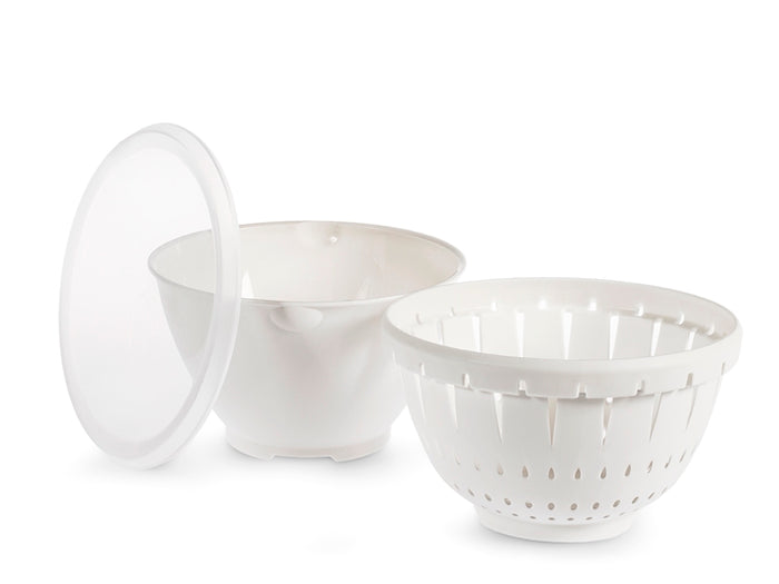 Contenitore colatutto in polipropilene con coperchio bianco cm18