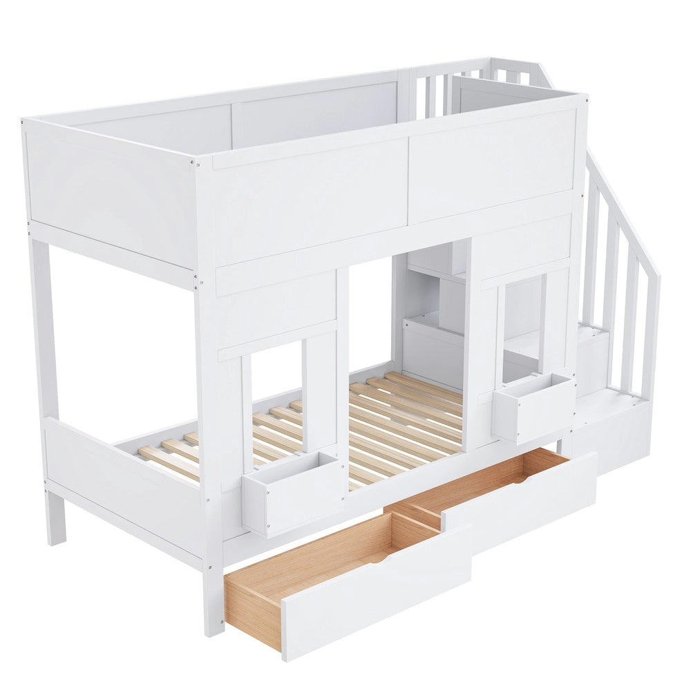 Letto a Castello per Bambini con Cassetti e Scala ¨C Xylo ¨C Legno 90x200