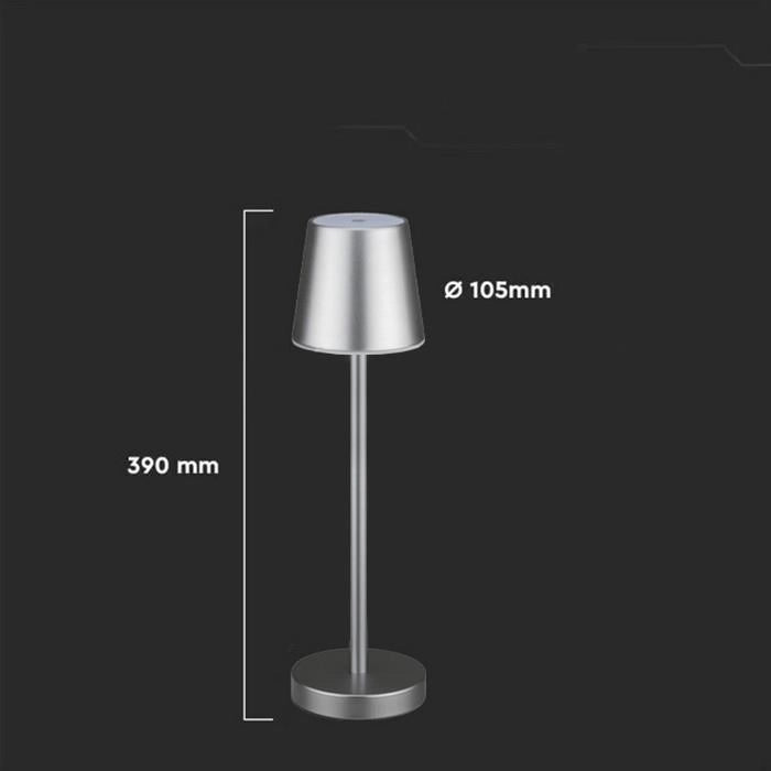 Lampada da tavolo LED 3W USB-C dimmer grigia V-TAC