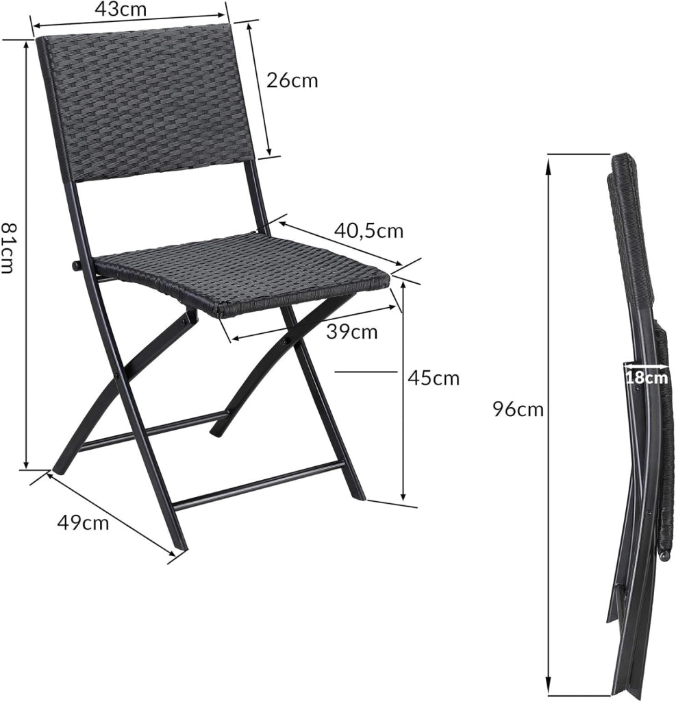 Set 4 Sedie Pieghevoli Carico Max. 120 kg Salvaspazio Leggere & Portatili Resistenti da Esterno Interno Balcone Campeggio
