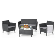 Set salotto da esterno Whitby, Salottino outdoor, Set da balcone o giardino, Composizione soggiorno per esterni, 133x67 h76 cm, Antracite