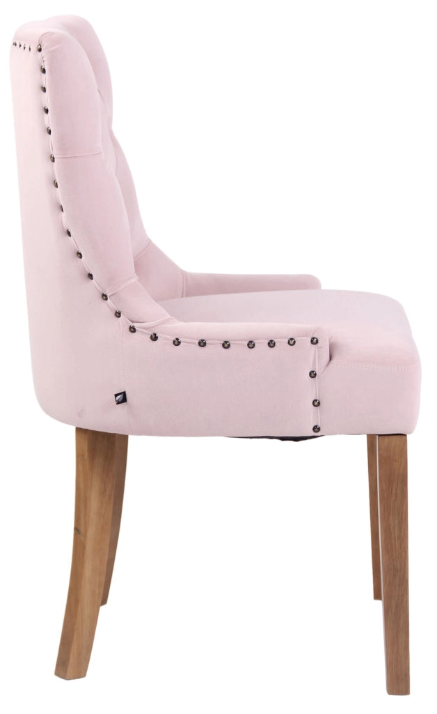 Set 4 poltrone pranzo Aberdeen in velluto rosa,antico chiaro