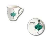 Set Mug e piatto dolce 22 cm ballerina vestito verde you hade me at chocolate