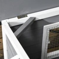 Casetta per Cani in Legno con Design Rialzato, Tenda Protettiva e 2 Finestre, 109x79x72 cm