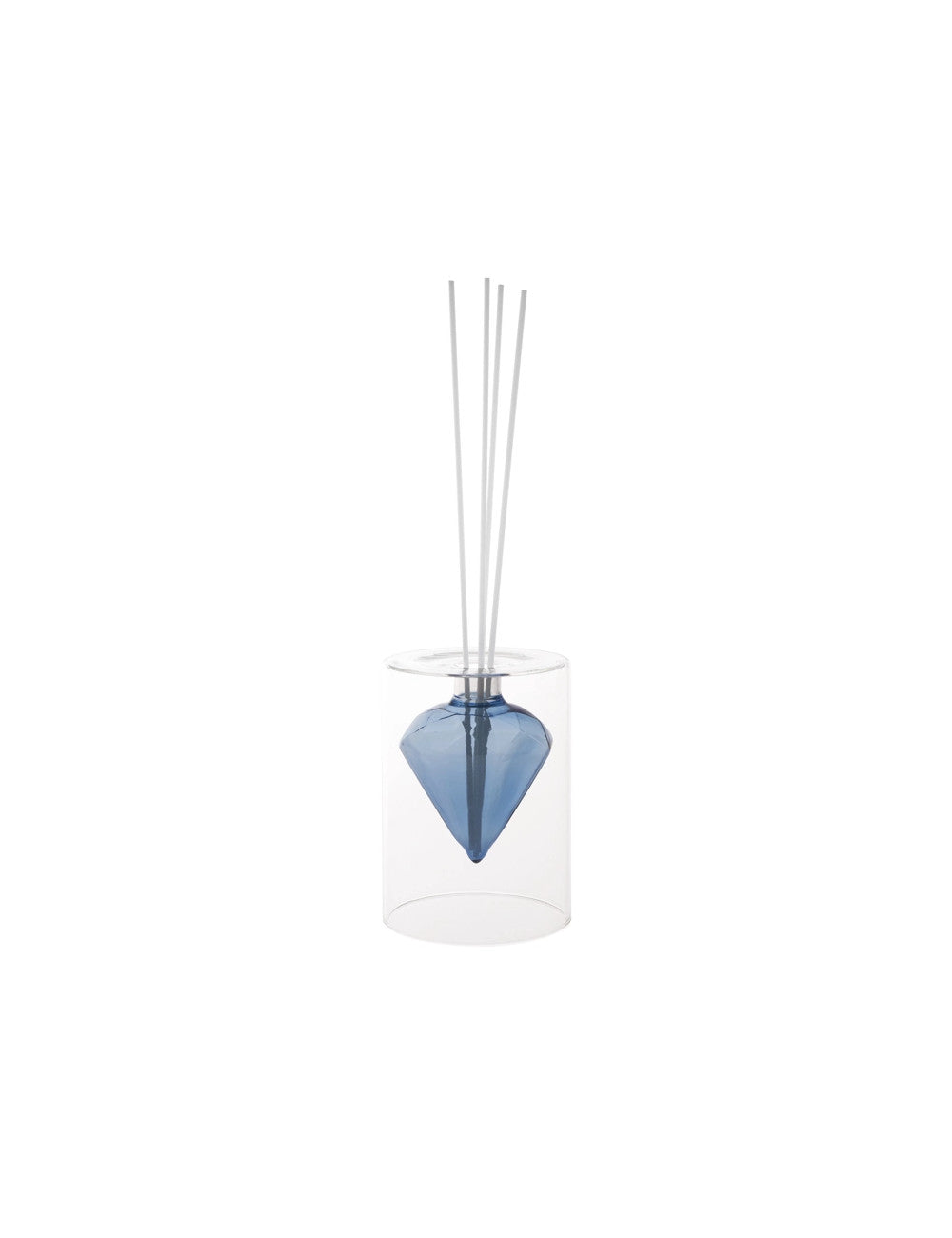 Diffusore di fragranza diamond blue vetro c/bastoncini fiber wood