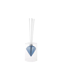 Diffusore di fragranza diamond blue vetro c/bastoncini fiber wood