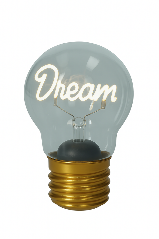 Lampadina in vetro scritta Dream