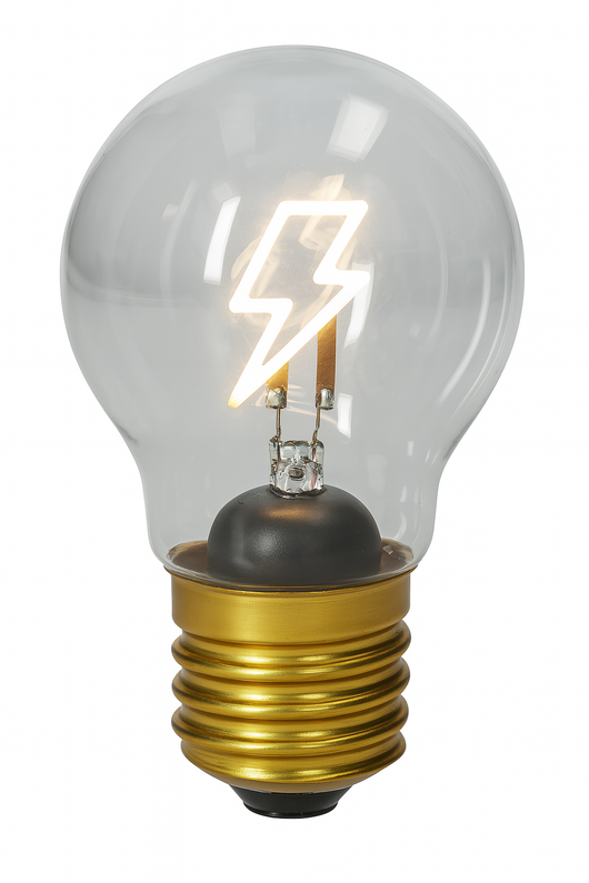 Lampadina in vetro con fulmine