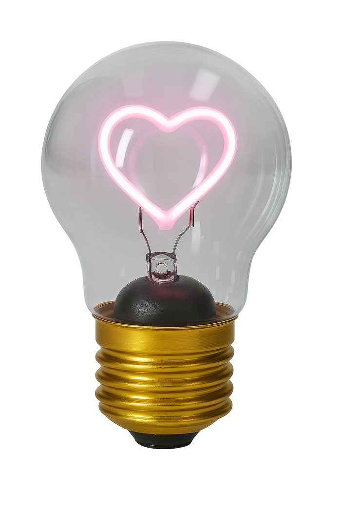 Lampadina in vetro con cuore