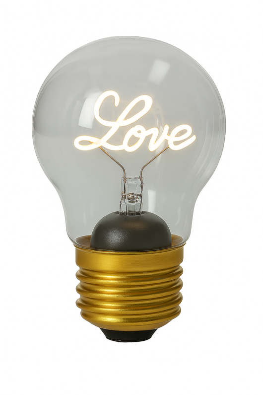 Lampadina in vetro scritta love