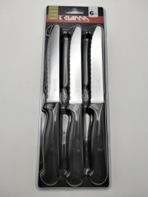 Kelama deluxe coltello da tavola nero 6 pz