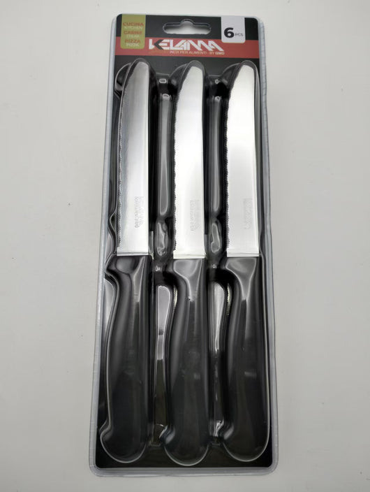 Kelama deluxe coltello da tavola nero 6 pz
