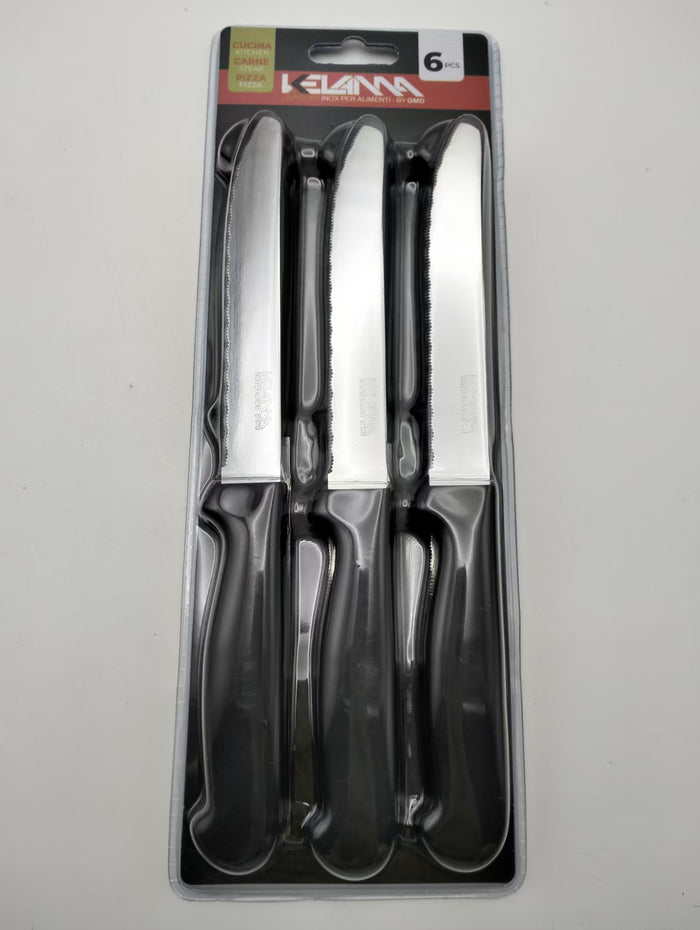 Kelama deluxe coltello da tavola nero 6 pz