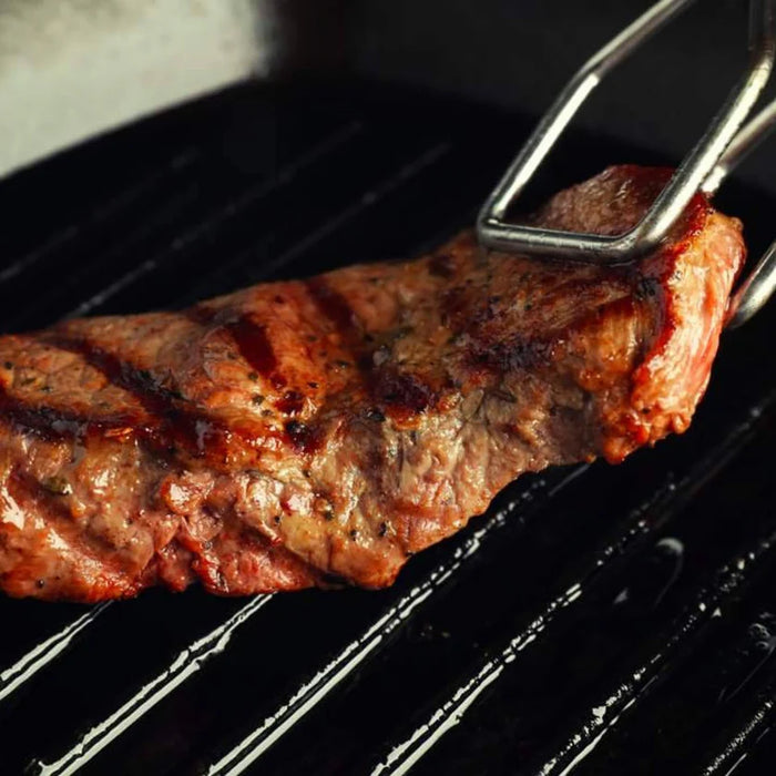 Grill Rotonda Antiaderente 32 cm a Due Facce con Manico Removibile in Legno