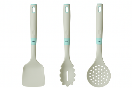 Set tre pezzi spatola servispaghetti e cucchiaio forato