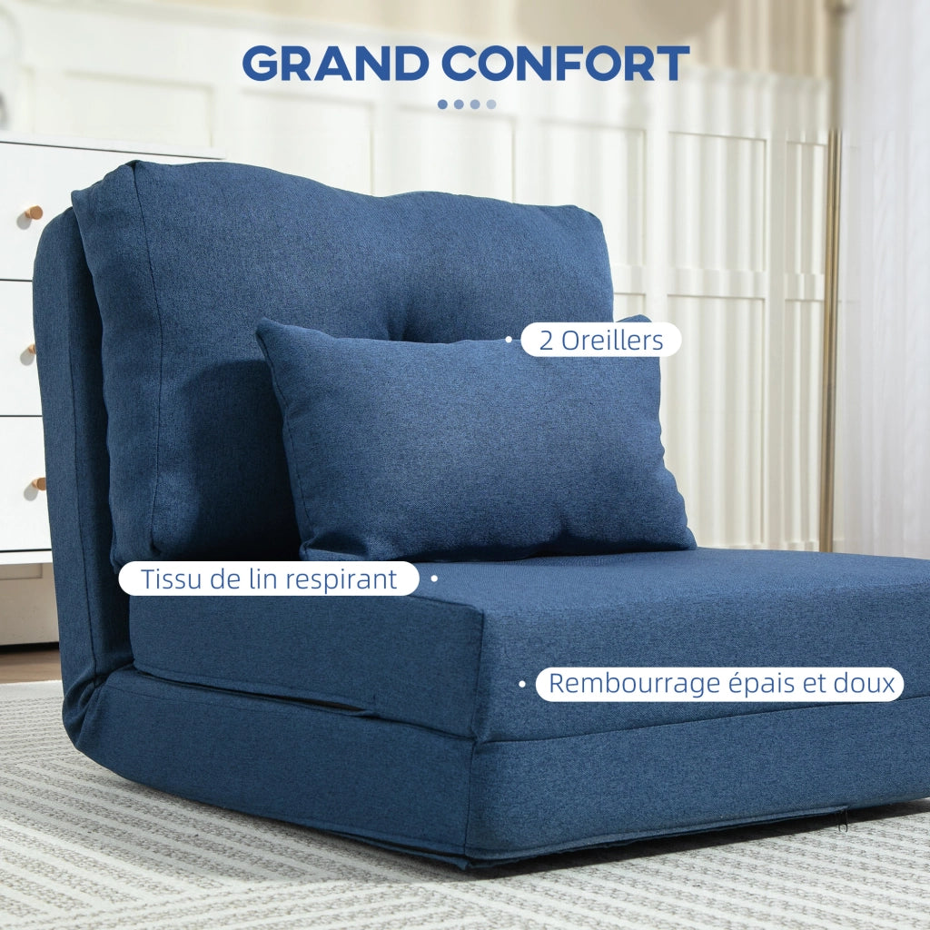 Poltrona letto regolabile ¨C zephmum ¨C blu scuro con cuscino