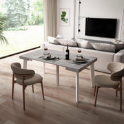 Consolle allungabile, 160x90x73cm, Per 8 persone, Gambe in legno, grigio cemento RF3128