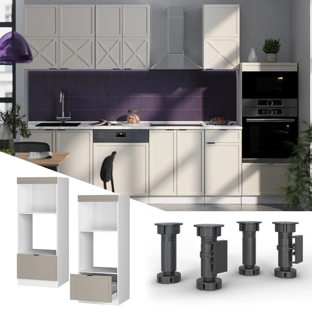Mobile cucina microonde Fame-Line GrigioBeige/Bianco 60 cm aperto Vicco