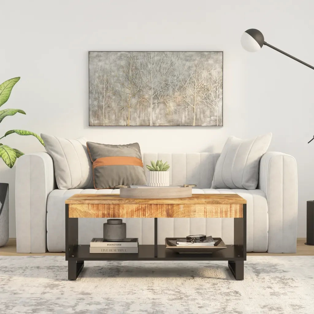 Tavolino da Salotto 90x50x40 cm in Legno Massello di Mango 352869