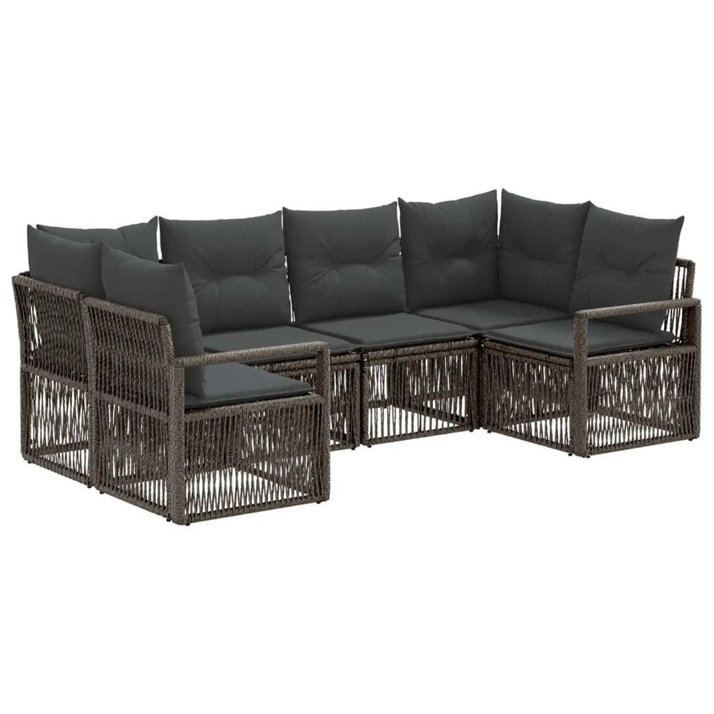 Set Divano da Giardino 6 pz 6-Numero di posti Grigio polyrattan 3435809
