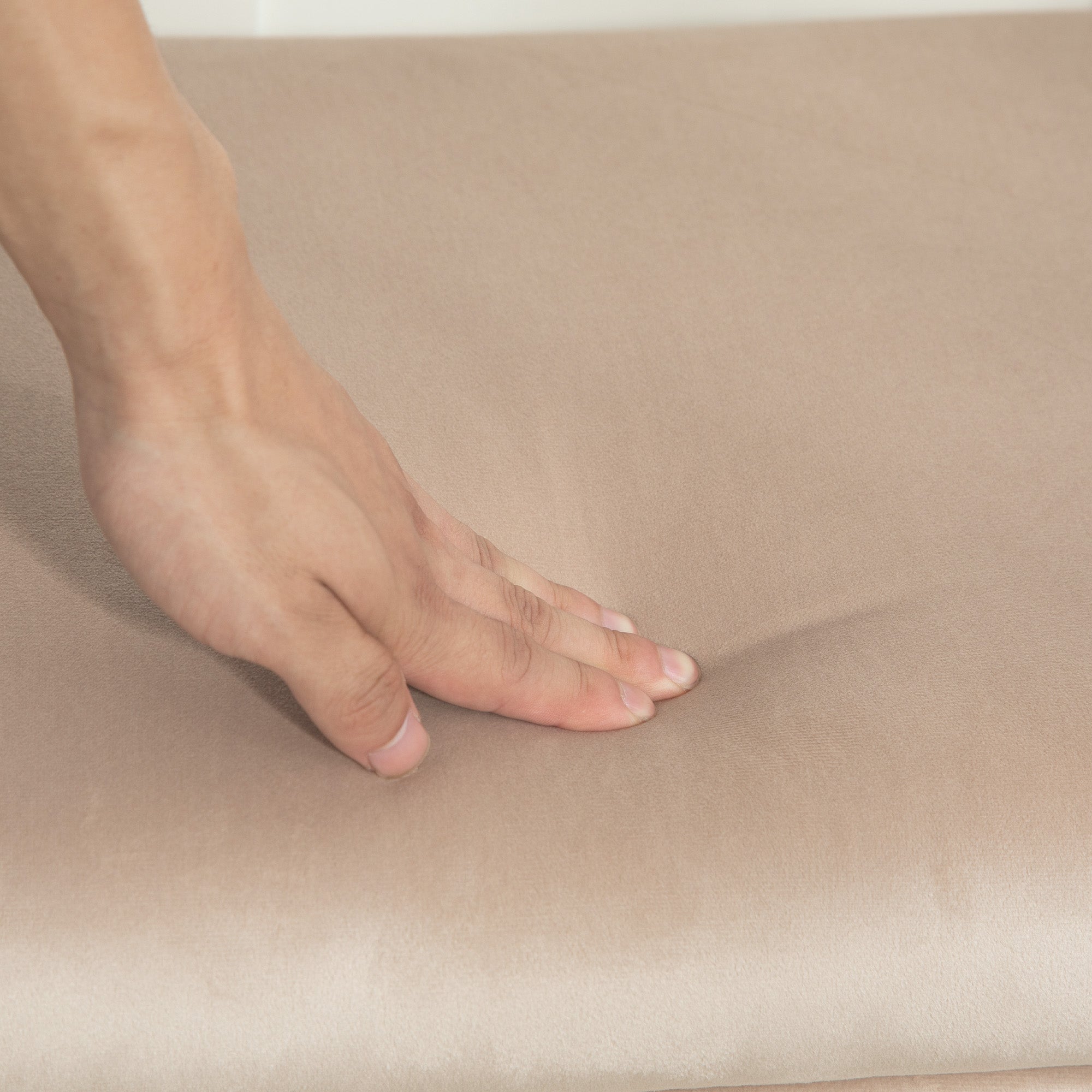 Panca Fondo Letto Imbottita da 30,5L 102x35x43 cm in Tessuto Effetto Velluto Beige