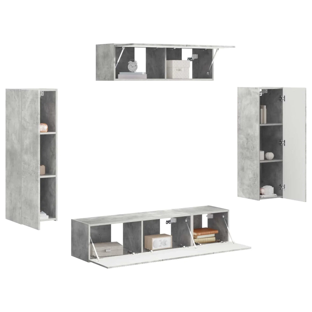 Mobile TV-Credenza per TV 5 pcs Grigio cemento