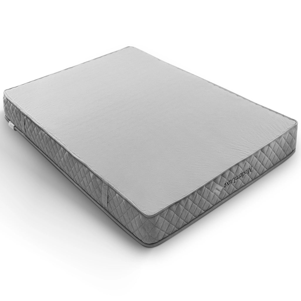 Letto imbottito matrimoniale 140×200 cm con testiera e rete; materasso incluso; lino; grigio