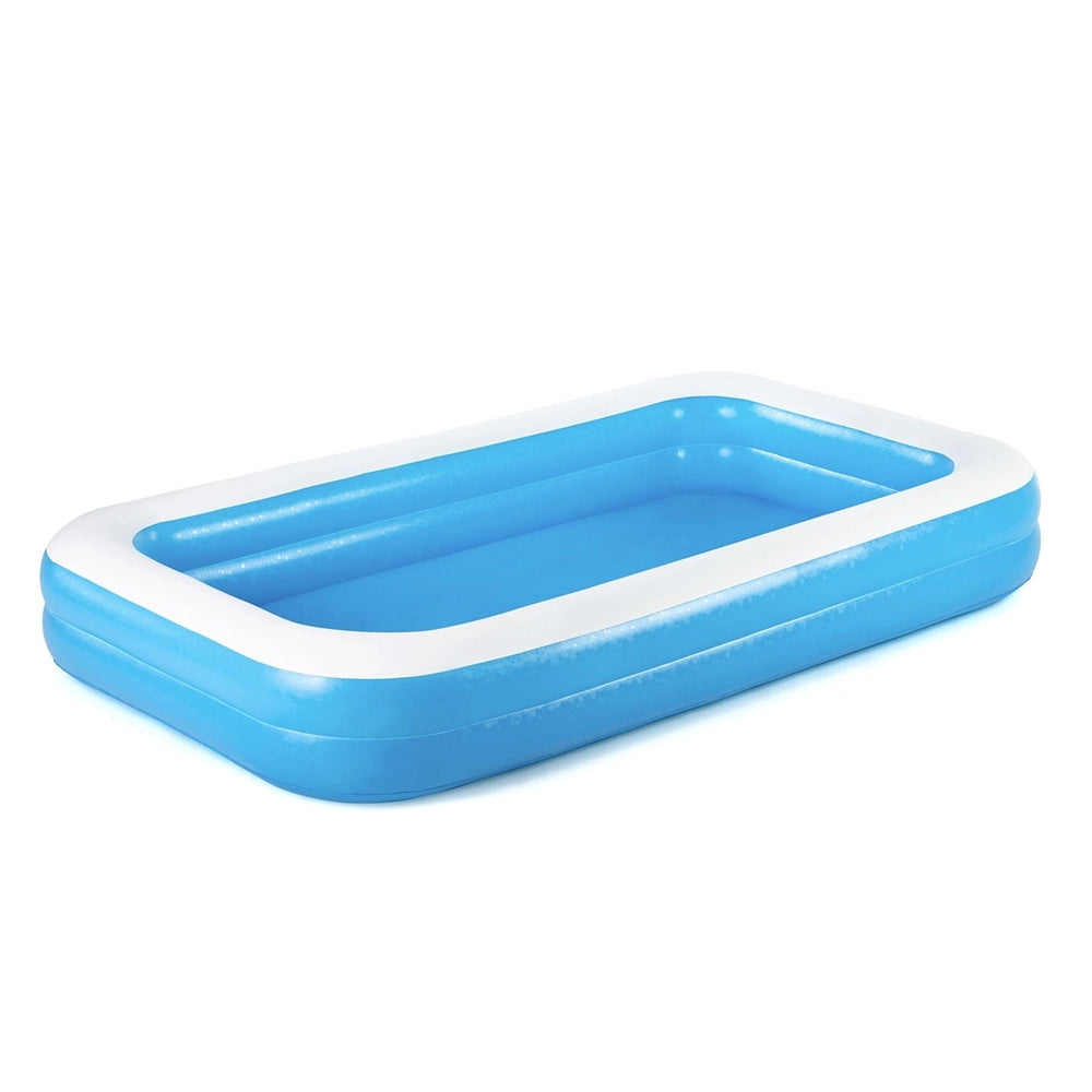 Trade Shop - Piscina Gonfiabile Familiare 305 X 183 X 46 Cm Rettangolare 2 Anelli Giardino 54150 -