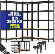 ® Scaffale Angolare Metallo 2625kg 15 Ripiani MDF Scaffalatura Metallica Scaffale Alta Portata Angolo Scaffali
