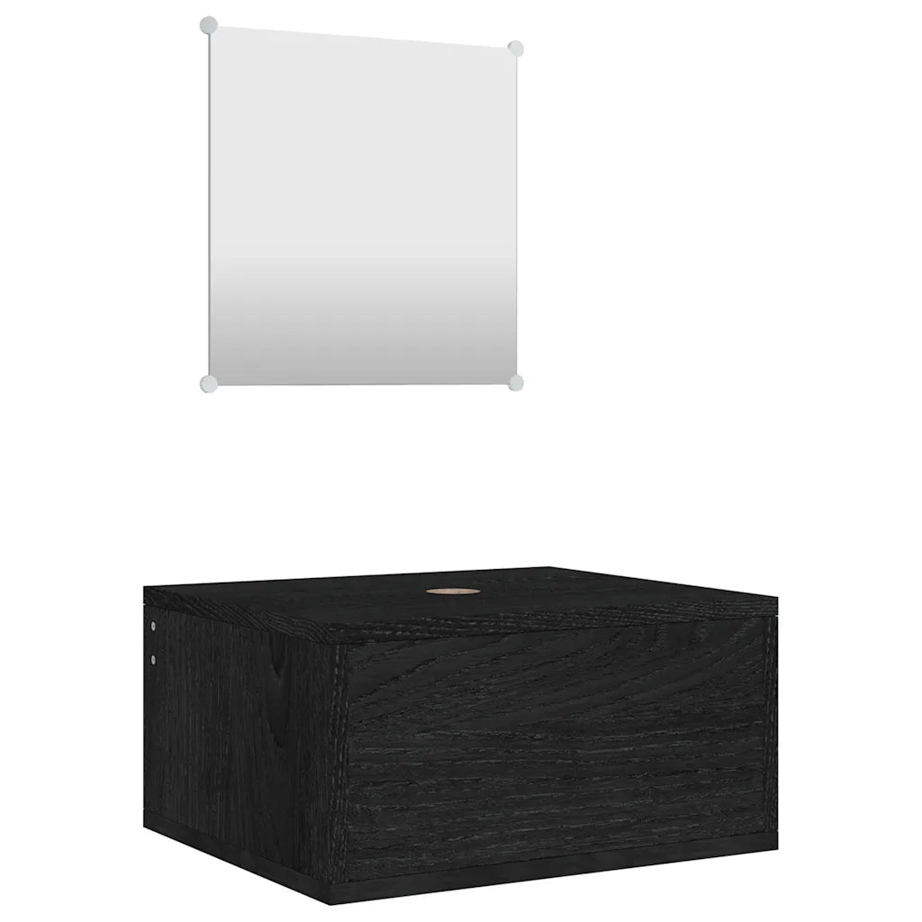 Set Mobili da Bagno | Armadio da bagno 2 pz Nero in Legno Multistrato