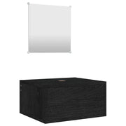 Set Mobili da Bagno | Armadio da bagno 2 pz Nero in Legno Multistrato