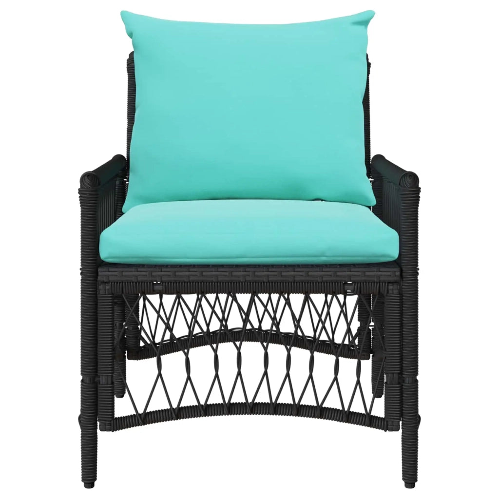 Sedia da Giardino | Sedie da Esterno con cuscino Nero 73 x 61 x 77 cm polyrattan