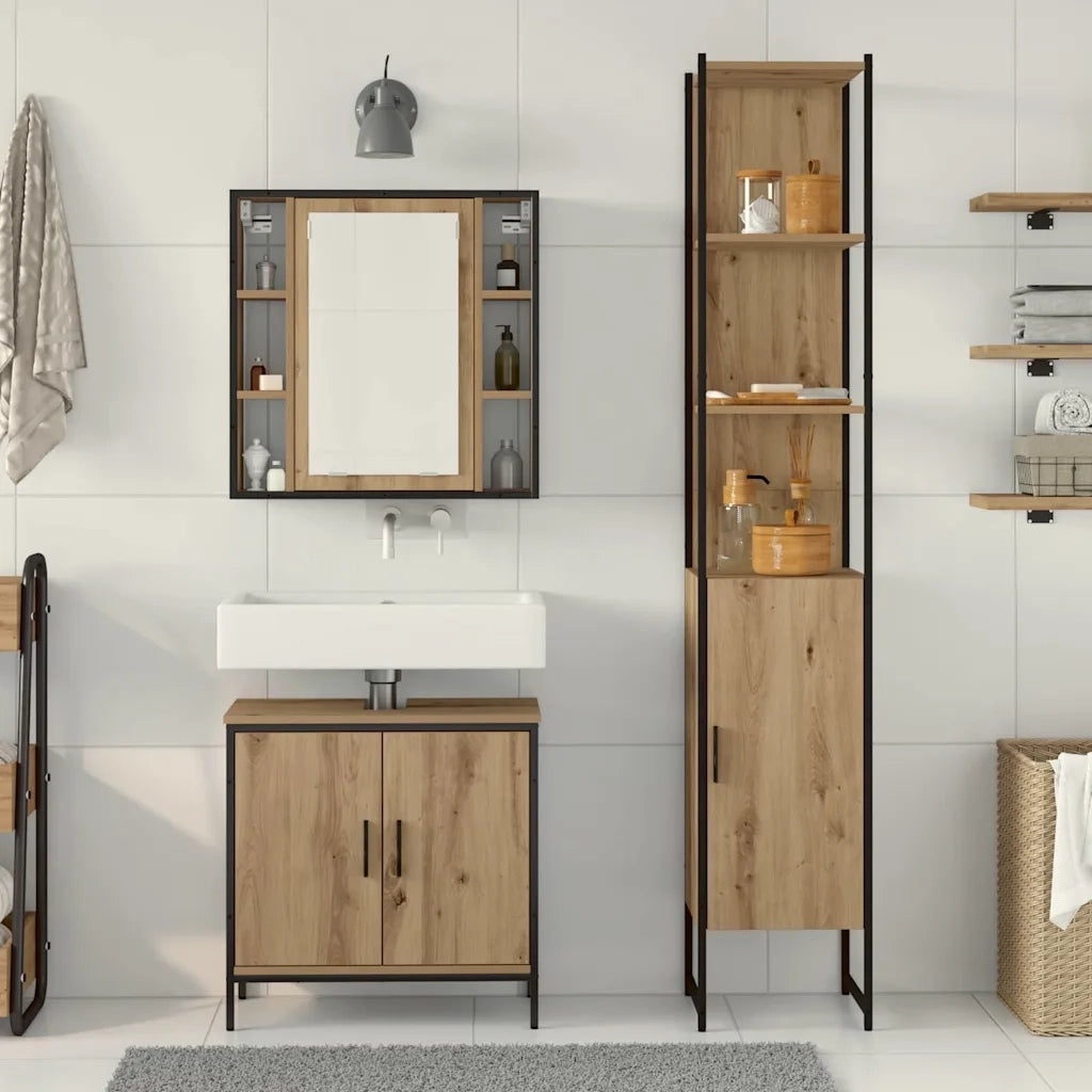 Unità da Bagno con lo scaffale 3 pcs Marrone Legno multistrato 3334384