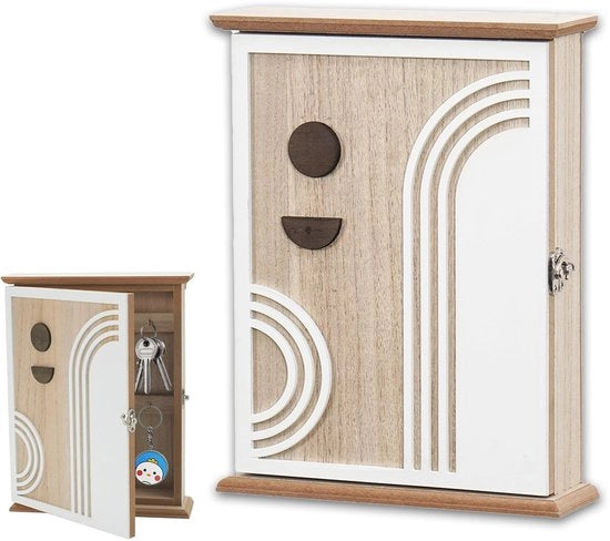 Organizzatore per chiavi in stile bohemien - Cassetto per chiavi - Organizzatore per parete - Materiale in bambù - 6 ganci - Dimensioni 20 x 26,5 x 6 cm - Cassetto per chiavi