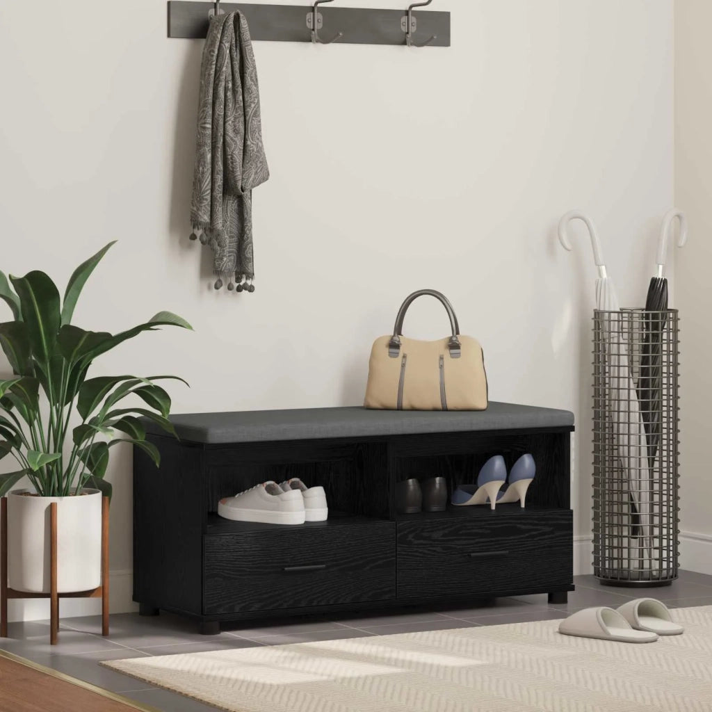 Panca per ingresso con cuscino-Sgabello-Panca da Corridoio Rovere Nero 100 x 38 x 46 cm 352913