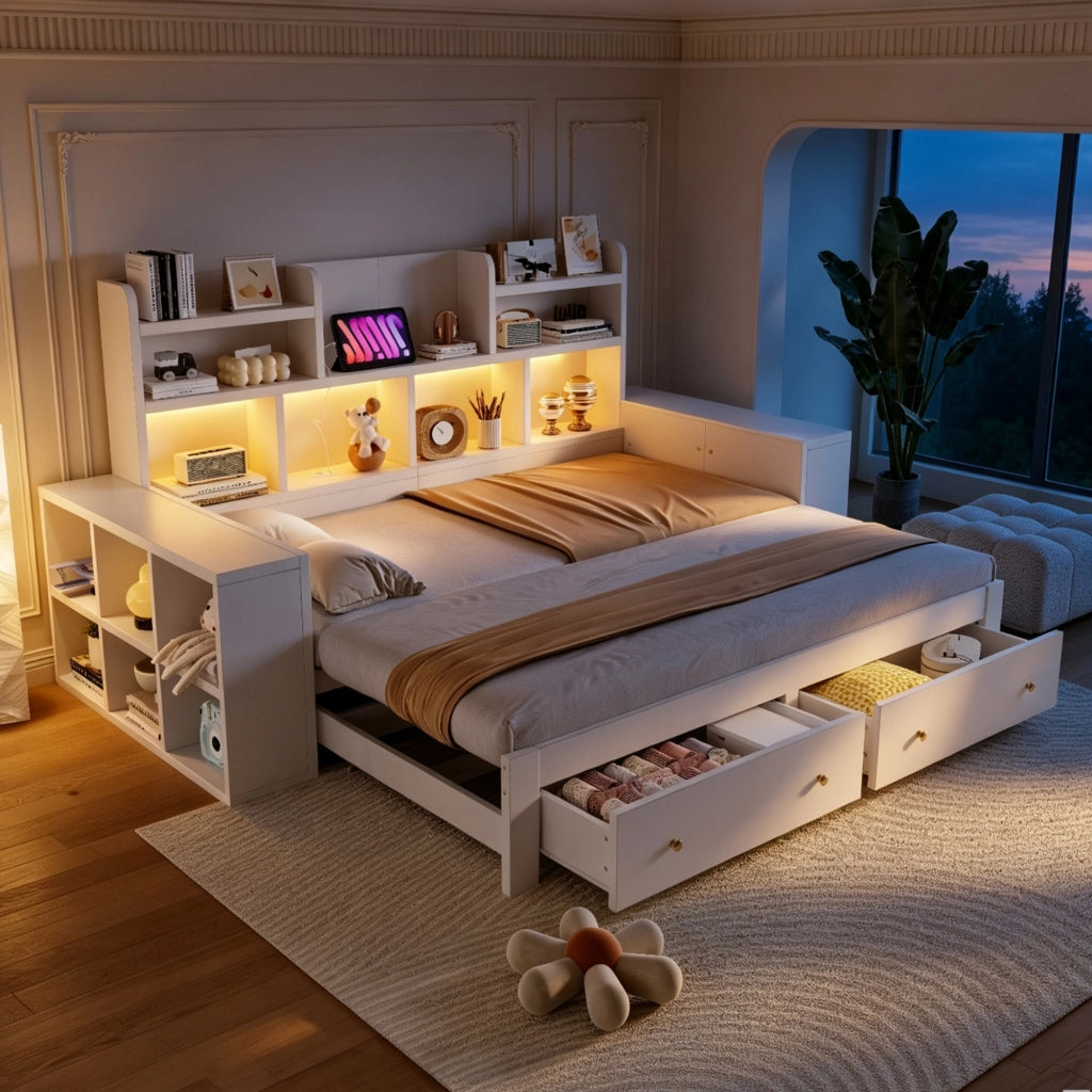 divano letto multifunzione mdf bianco 115 x 230 cm