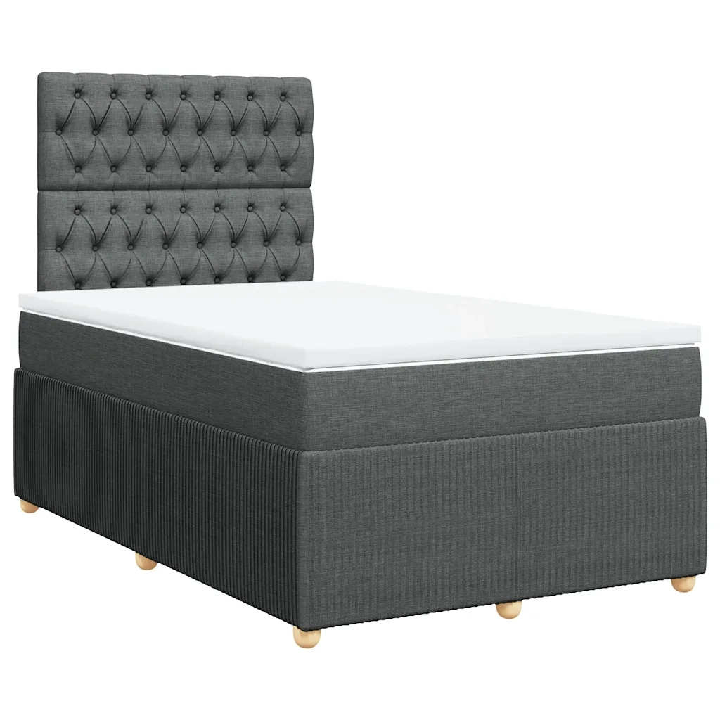Giroletto a Molle con Materasso Grigio Scuro 120x190cm Tessuto