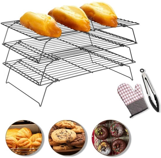 Riciclaggio 3 strati di raffreddamento, rivestimento antiscotta, piatto raffreddante pieghevole, accessori per la cucina per torte, torte cotta, muffin, biscotti e biscotti, 40 x 25 cm