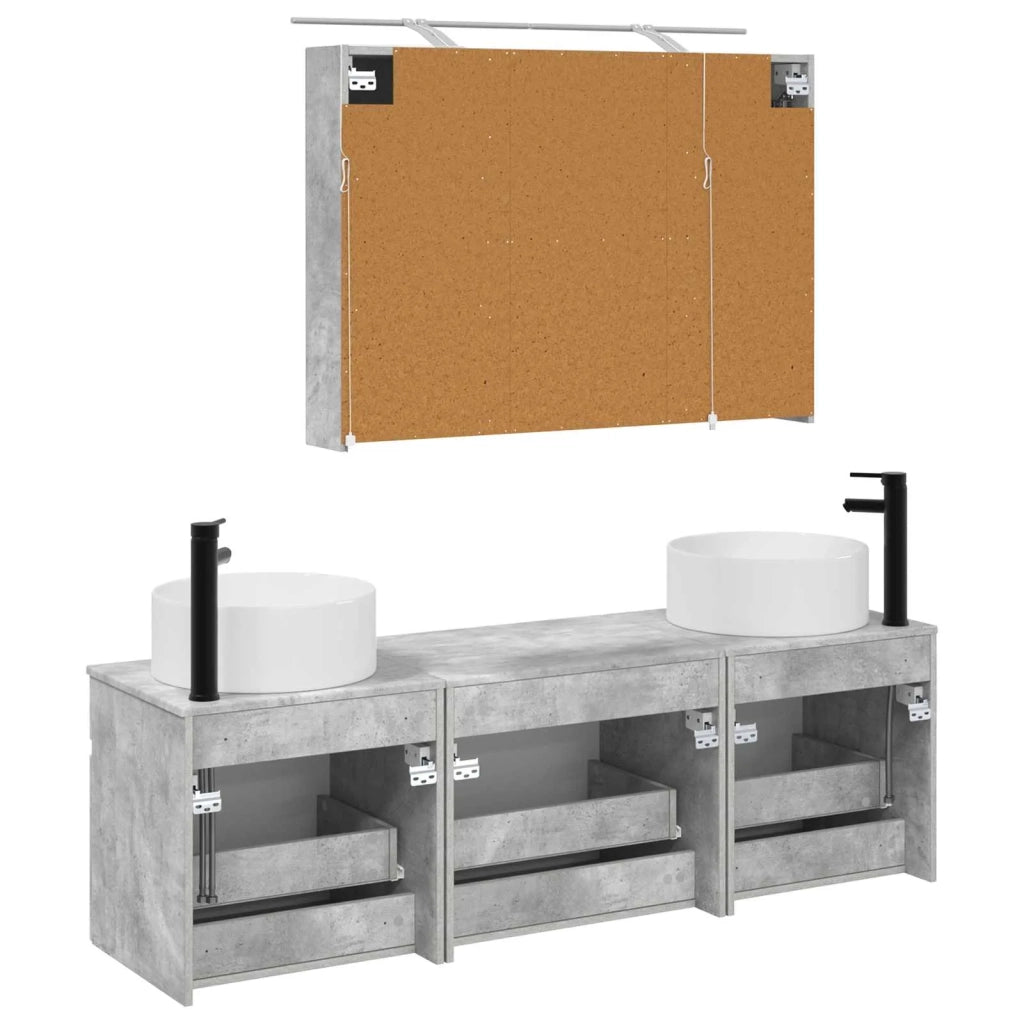 Set di Armadi da Bagno 4 pcs Grigio Cemento 100 x 14,5 x 70 cm 3406658