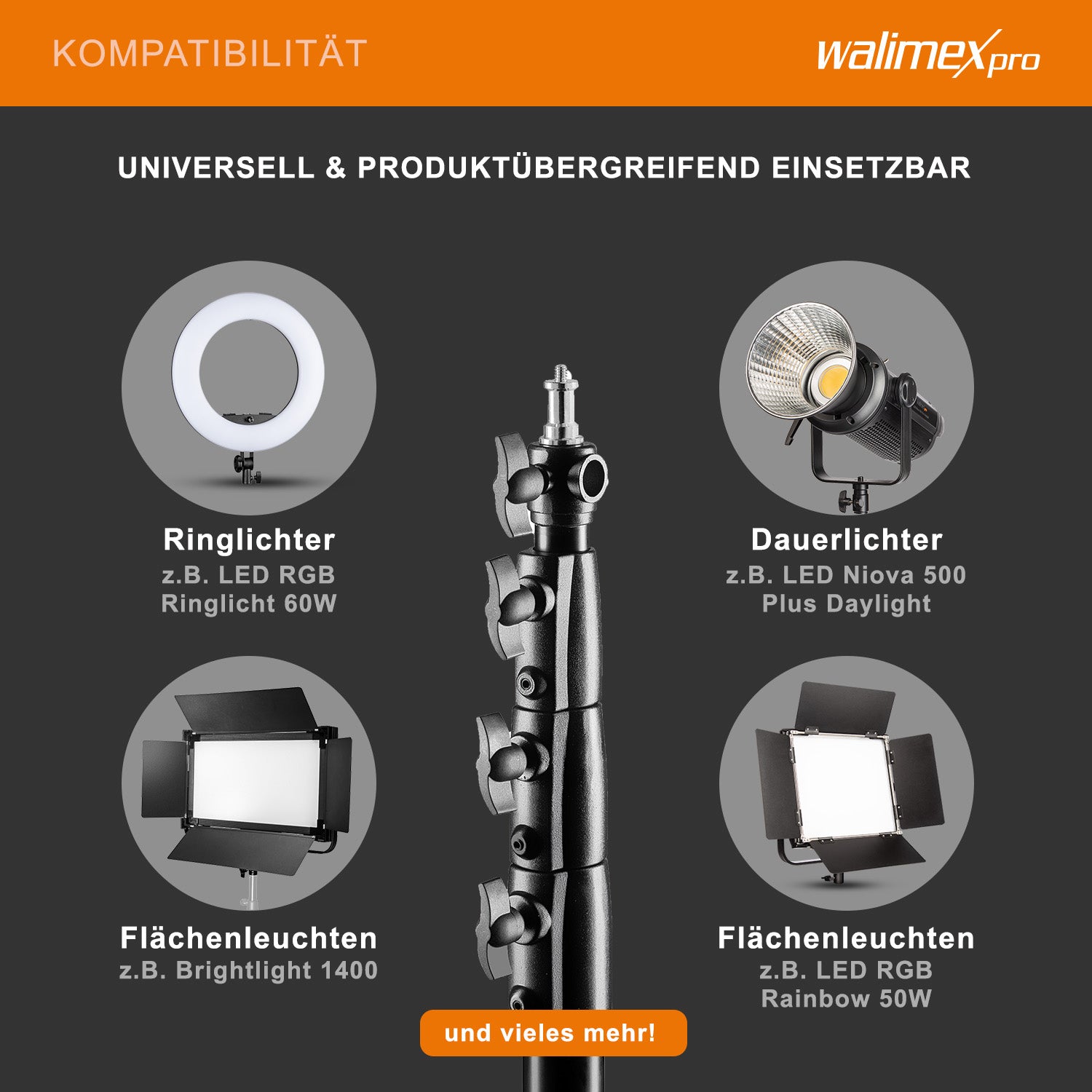 AIR 380 Deluxe Stativo per luci, altezza max 380 cm, cavalletto fotografico per flash con capacità di carico di 15 kg, treppiede per studi fotografici e outdoor