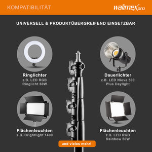 AIR 380 Deluxe Stativo per luci, altezza max 380 cm, cavalletto fotografico per flash con capacità di carico di 15 kg, treppiede per studi fotografici e outdoor