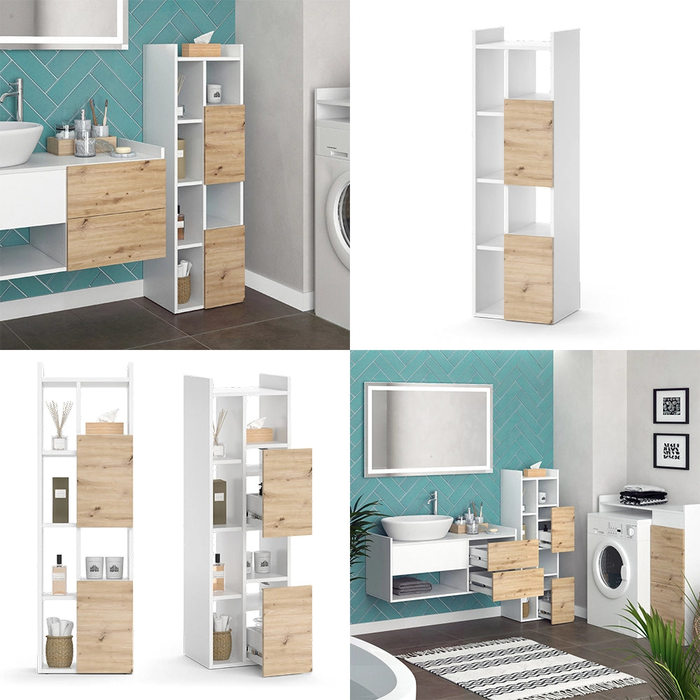 Vicco Mobiletto da bagno Bianco 36 x 117 cm con 2 cassetti